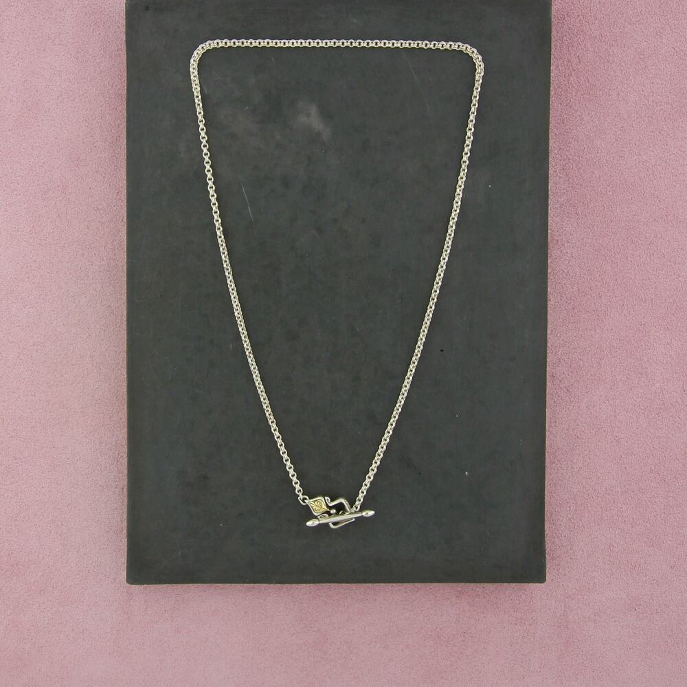 ann king sterling silver & 18k gold double cable toggle necklace size 18in